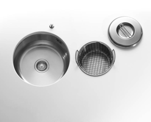 Edelstahl-Behälterkörbe für runde oder rechteckige Becken