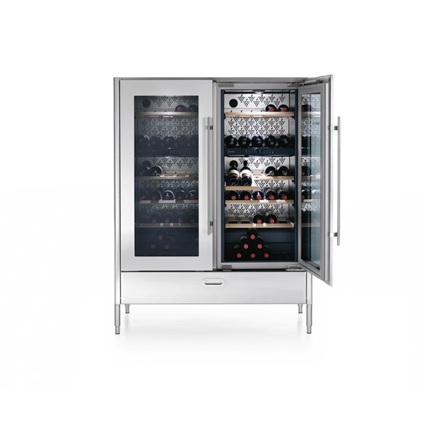 Edelstahl-Weinkühlschrank 128 cm breit, 200 cm hoch