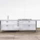 Edelstahl-Kücheninsel mit Doppeltheke 250 bis 280 cm